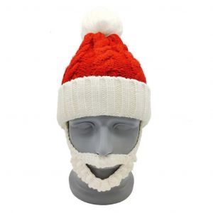 Tricot Crochet Beanie Chapeau de Santa avec la Barbe Blanche Boule Barbu Cap de No&euml;l D&eacute;coration - Neuf