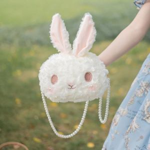 Sac à bandoulière,portefeuille de filles de lapin en peluche dessin animé,mignon Lolita sac à main pour les enfants adolescents,belle peluche - Neuf