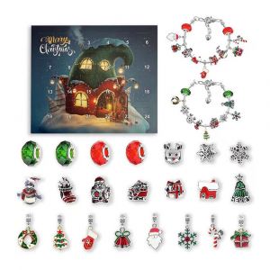 No&euml;l Calendrier De L'avent Bracelet En 2024, 24 Jours De No&euml;l, Le Compte &Agrave; Rebours Calendrier, Bricolage, Fabrication De Bijoux Set Cadeau, 22 Perles De 2 Bracelets, Pour Enfants Adolescents - Neuf