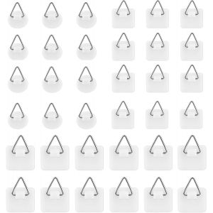 MEVRONISSHOP-36 Pi&egrave;ces Languette Accroche Tableau Adhesif,Sans Percer,Crochet Autocollant Mural,Attache Cadre Photos Lourd,10kg Max.(Tailles Multiples) - Neuf