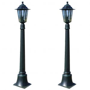 Lot De 2 Lampes De Jardin 105 Cm Ambiance Cosy S&eacute;curisante Style Moderne En Aluminium Vert Fonc&eacute; Helloshop26 02_0055081 - Neuf