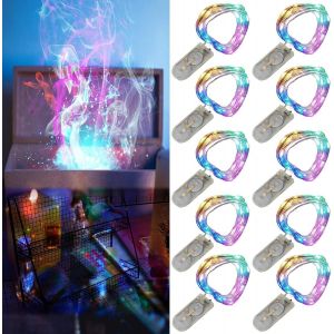 Kalanka-Paquet De 10 Guirlandes Lumineuses Led &Agrave; Piles 1m 10 Led Fil D'argent Multicolore &Eacute;tanche &Eacute;toile Bouteille Guirlandes Lumineuses Pour No&euml;l F&ecirc;te De Mariage Chambre Int&eacute;rieur Ext&eacute;rieur D&eacute;corati - Neuf