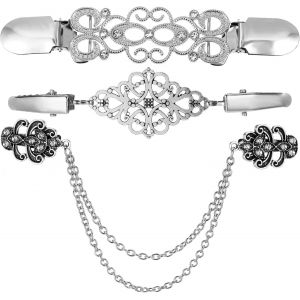 Kjdal-Lot De 3 Clips Pour Cardigan-3 Styles-Pour Vêtements-Boucle D'écharpe-En Alliage De Zinc-Clip En Métal-Pour Vêtements-Argenté-Pour Femme Et Fille - Neuf