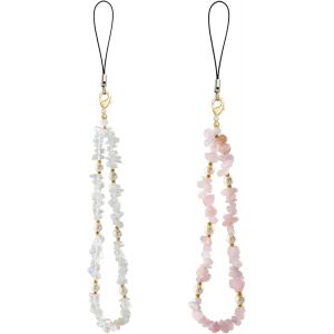 Kalcx-Lot De 2 Breloques Pour T&eacute;l&eacute;phone Portable,Cordon De T&eacute;l&eacute;phone Avec Perles,Bracelet En Cristal Color&eacute;,Cordon De Suspension Anti-Perte,Cha&icirc;ne De T&eacute;l&eacute;phone Faite &Agrave; La Main Pour Femmes Et Filles, - Neuf