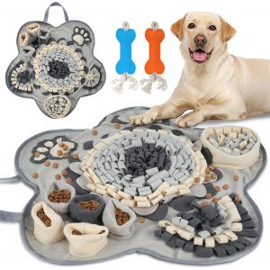 Jgd-Tapis De Fouille Chien, Tapis De L&eacute;chage Chien Avec 2 Jouets En Os, Tapis D'alimentation Lente Et De Lutte Contre Le Stress, Pour Petits Et Grands Chiens Gris - Neuf