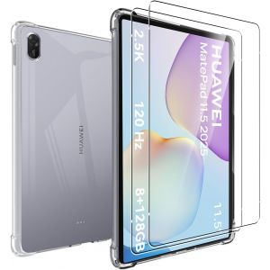 LORANKA-Coque pour Huawei MatePad 11.5 2025 + 2 Pi&egrave;ces Verre Tremp&eacute;, Anti-Rayures TPU Flexible Transparent avec Coin Renforc&eacute;, Antichoc &Eacute;tui de Protection - Neuf