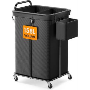 MEVRONISSHOP-Panier &agrave; linge &agrave; roulettes pour chambre &agrave; coucher, salle de bain, buanderie (noir) - Neuf