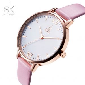 Montre A Quartz Analogique Tendance Pour Femme, Etanche Jusqu'a 30 M, Bracelet En Pu, Ronde, Rose - Neuf