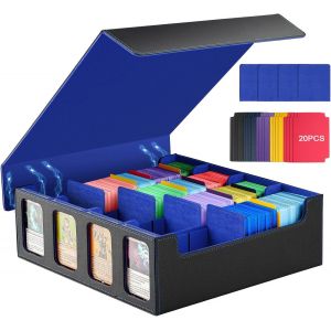 Chenquansarl-Boîte De Rangement Magnétique Pour Cartes À Collectionner, Cartes Sans Manches Avec 20 Séparateurs Colorés Et 4 Supports De Cartes, Boîte De Rangement À 4 Rangées Pour Cartes De Jeu, Noi - Neuf