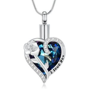 Kales-Collier De Crémation En Forme De C?ur En Forme De Rose Pour Cendres En Acier Inoxydable Pour Les Amateurs De Souvenirs Cadeaux Urne Commémorative Cendres Pendentif Bijoux Pour Hommes Et Femmes - Neuf