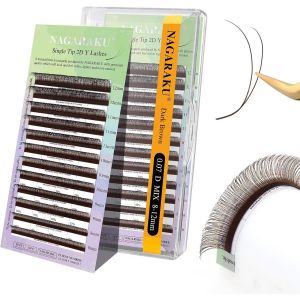 Kalanka-Y Cils 2d Forme Y Professionnelles Pr&eacute;-Fan&eacute;s Doux L&eacute;gers Naturels Volume Russe Extension De Faux Cils Premade Fans Bouquet Prefait Ventilateur Wispy Cluster Eyelash Brun Fonc&eacute; (0.07 D 8-12mm) - Neuf