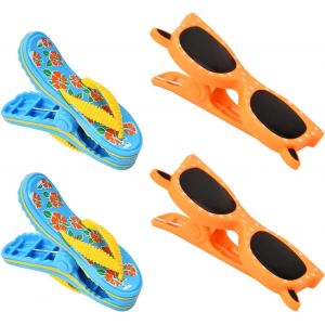 Eryi-Lot De 4 Grande Pinces À Serviettes Style Mignon, Pinces À Linge, Pinces A Linge Antiglissants, Clip De Brise-Vent, Pinces Serviette Plage Transat, Clip Serviette De Plage, Grande Pinces - Neuf