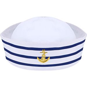 Bleu Et Blanc, Casquette De Marin, Le Capitaine De Yacht Chapeau, Une Casquette De Marin Pour Costume Accessoire (Style Simple) - Neuf