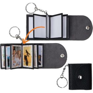 KAL-Mini Porte-Clés Photo, Petit Porte-Clés Personnalisé En Cuir Avec Photo À Mémoire De Forme, Album Personnalisé, Mini Porte-Clés Mignon Avec Livre D'Images Pour Famille, Petit Ami, Couples, Chien, - Neuf