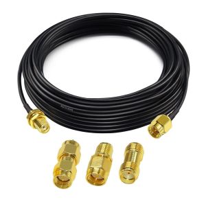 RG174 SMA Coax Câble SMA Mâle à SMA Femelle RF Cable Coaxial 32,8 pieds (10m) + 3 pcs Adaptateur SMA Radio Ham,Antenne 3G 4G LTE,équipement SDR,ADS-B,GPS - Neuf