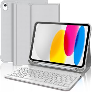 Clavier pour iPad 10/11&egrave;me G&eacute;n&eacute;ration 2022/2025, Clavier AZERTY sans Fil Bluetooth, &Eacute;tui avec Porte-Crayon pour iPad 10&egrave;me G&eacute;n/A16 (10.9''/11`&iquest;) Gris - Neuf
