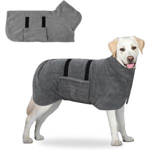 Jgd-Peignoir Pour Chien, Peignoir Pour Animaux Super Absorbante, Peignoir En Microfibre Pour Chien Avec Velcro, Serviette &Agrave; S&eacute;chage Rapide Pour Animaux, Doux Et Confortable, Ajustable, Pour Moyens, G - Neuf