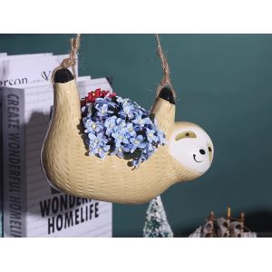 Pot Suspendu Paresseux En C&eacute;ramique Kaki Pour Plantes Succulentes, 17 Cm - Neuf