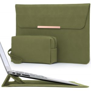 13 Pouces Housse Ordinateur Portable Avec Stand Pour Macbook Air 13 M4 M3 M2 M1 2025-2018, Macbook Pro 13 M2/M1 13"" Ipad Pro/Air, Surface Pro, Avec Petit Sac, Vert Olive(Smiley) - Neuf