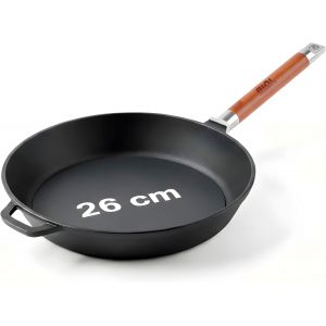 Subzonal-Po&ecirc;le En Fonte 26 Cm Avec Poign&eacute;e En Bois Amovible, Po&ecirc;le Induction Et Gaz Profonde, Poele &Agrave; Frire Passe Au Four, Sauteuse R&eacute;sistante Et Durable, Pour Barbecue Et Cuisine Int&eacute;rieure Ext&eacute;rieu - Neuf