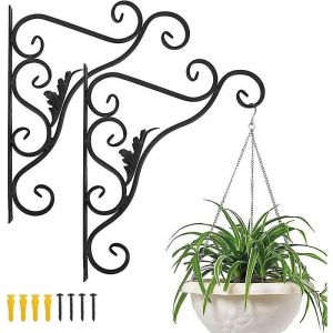 Support mural pour plantes de balcon, lot de 2, forme de feuille européenne rétro, crochet de suspension en fer forgé, pour lanternes de panier avec vis, décoration extérieure pour G - Neuf