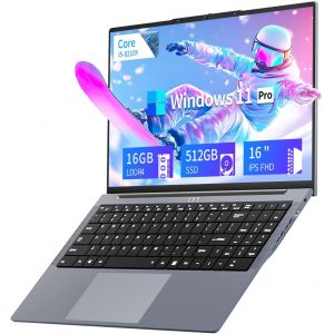 CHECARZHN--NO1-16 Pulgadas Ordinateur Portable, Core I5-8210Y Procesador Win11 Pc Portable, 16Gb Ram 512Gb Ssd Laptop, 1920 * 1080 Ips Fhd Écran, Clavier Rétroéclairé, Mini-Hdmi/Usb3.0/Type-C/+Tf Car - Neuf