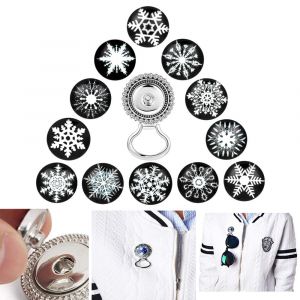 13 Pièces (Broche Diamant + 12 Boutons Flocon De Neige) Broche Porte-Lunettes Magnétique Pour Femmes, Lunettes De Lecture, Lunettes De Soleil Et Support De Sécurité - Neuf