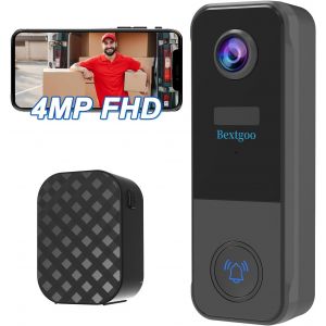 4Mp Fhd Sonnette Sans Fil Avec Camera, Sonnette Sans Fil Exterieur Etanche, Batteries 10000Mah, Détection Humaine Ai, Appel Vidéo, Audio Bidirectionnel, Vision Nocturne, Ip67, Support Sd/Cloud - Neuf