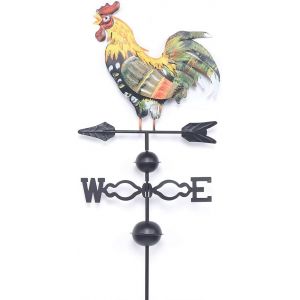 Nouvelhorizonstore-Girouette Vintage En Fer Color&eacute; En Forme De Coq, Indicateur De Vent Pour Maison, Patio, Arri&egrave;re-Cour, Ferme, Garage, Jardin - Neuf