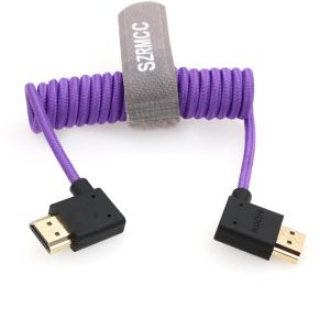 Câble HDMI 8k 2.1 HDMI Angle Gauche vers Angle Droit Enroulé Tressé Câble pour Z Cam E2 Portkeys BM5 Atomos Shinobi Ninjav V Monitor Sony Canon Camera! - Neuf