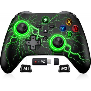 Manette sans fil avec contr&ocirc;le pr&eacute;cis du mouvement / vibration double moteur / turbo / macro / r&eacute;veil - Cool RGB pour console Switch/Lite/OLED - Neuf
