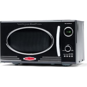 SUBZONAL-Four à Micro-Ondes de Comptoir Rétro - Grand 800 Watts - 25,4 L - 12 Réglages de Cuisson Préréglés - Horloge Numérique - Appareils de Cuisine - Noir - Neuf