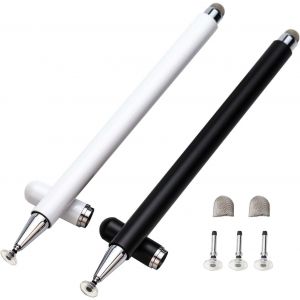 Lot de 2 stylets pour &eacute;cran tactile avec 9 embouts en nanofibre - Neuf