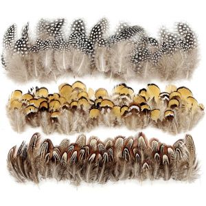 Mevronisshop-3 Styles 150 Pi&egrave;ces Plumes De Faisan Naturelles Mouchet&eacute;es Pour Loisirs Cr&eacute;atifs, Attrape-R&ecirc;ves, Costume D'halloween, Boucles D'oreilles, Chapeau, Attache De Mouches, Noir, Jaune, Marron - Neuf