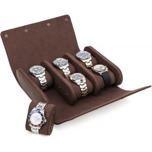 Kal-Montre Étui De Rangement Pour 6 Montres Fait À La Main En Cuir Véritable Montres Boîte De Rangement Montres Portables Organisateur De Voyage - Neuf