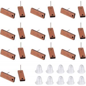 Kal-1boîte 30 Pièces Boucles D'oreilles En Bois Avec Boucle D'oreilles En Bois De Noyer Post Rectangle Blancs De Sécurité Retour 50 Pièces Écrous - Neuf