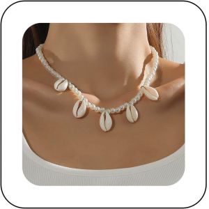 Collier Ras Du Cou Vintage En Perles Collier Pendentif Coquillage Collier Pendentif Cauris Cha&icirc;ne Collier Perles Rondes Bijoux Pour Femmes - Neuf