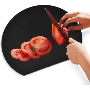 Planches &Agrave; D&eacute;couper En Tpu 30 * 26cm Antid&eacute;rapant Planche &Agrave; D&eacute;couper Petite Planche &Agrave; Decouper Large Flexibles Tapis Pour Les Cuisines, L&eacute;gumes, Fruits, Pain, Semi-Circulaire, Noir - Neuf
