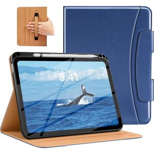 Coque pour Nouvel iPad (A16) 11e G&eacute;n 11"" 2025, &Eacute;tui pour iPad 10e G&eacute;n 10,9"" 2022 avec Porte-Stylet & Poche, Multi-Angles Coque Folio en Cuir Premium, Bleu Marine - Neuf