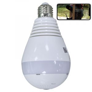 Ampoule Cam&eacute;ra Espion HD 1.3Mp 360&deg; Voix Bidirectionnelle IP Wifi Vision Infrarouge + SD 4Go YONIS - Neuf