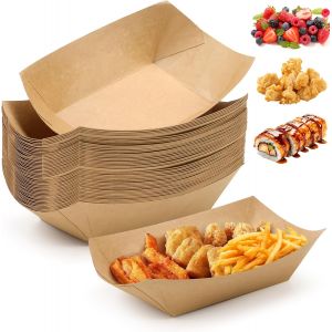 Loranka-Lot De 50 Bols En Carton Pour Frites, Saucisses Au Curry, Assiettes Creuses En Carton Kraft, Marron - Neuf