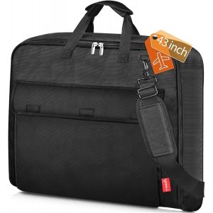 nzqaf-Housse de sac de voyage pour homme et femme avec bandoulière de 109,2 cm, sac de transport imperméable 2 en 1 avec 3 poches à suspendre pour vêtements d'affaires, noir - Neuf