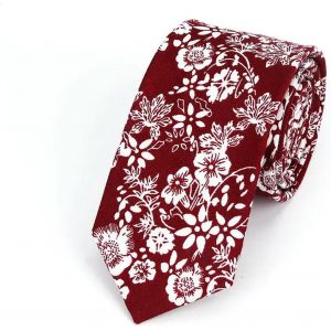Cravate 100 % Coton Pour Homme Imprimé Cachemire Cravate Étroit Slim Cravate Étroit Fleur Cravate,Couleur De La Photo,145*6 Cm - Neuf