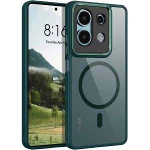 Kal-Coque Pour Xiaomi Redmi Note 13 5g(Pas Pour 4g),Étui Magnétique Compatible Avec Magsafe De Protection Antichoc Militaire,Dos Transparent Anti Rayures Housse Fine Coque Redmi Note 13 5g-Vert - Neuf