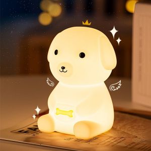Veilleuse Chiot Pour Enfants, Led Changeante De Couleur, Rechargeable, En Silicone, Idéale Pour La Chambre D'un Bébé, D'une Fille Ou D'un Garçon. - Neuf
