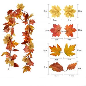 Guirlande d'automne en feuilles d'érable, 175 cm, guirlande de vigne suspendue, guirlande de feuillage d'automne artificiel, décoration de Thanksgiving (paragraphe B) - Neuf