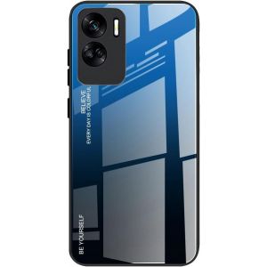 Kal-Coque Pour Honor 90 Lite, Etui Dégradé De Couleur Verre Trempé Back Coque + Souple Silicone Tpu Case Cover Protection Antichoc Housse (Bleu/Noir) - Neuf