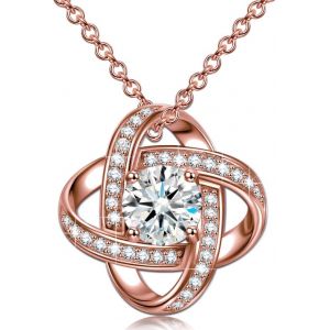 Kahfl-Collier Femme Fille,Collier En Argent 925,Collier Diamanté,Collier Pendentif Gemini,Collier Trèfle,Orné Zircon Brillant - Neuf