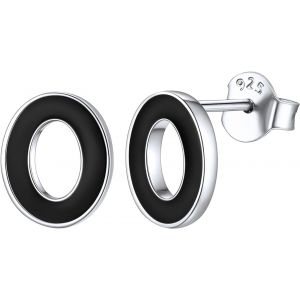 Boucles D'oreilles Initial Argent 925 À Noir Lettre De A À Z Boucle D'oreille Avec Boîte À Bijoux Couple, Homme Or Femme - Neuf