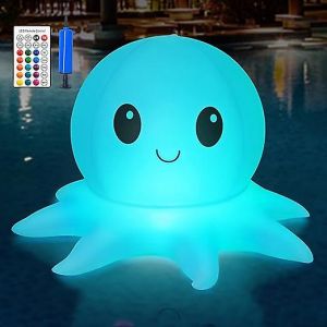Lampes solaires de piscine, lampes gonflables télécommandées, lampes de piscine flottantes en forme de pieuvre, 16 couleurs WRGB, étanchéité IP68 de qualité supérieure, jardin de piscine extérieur - Neuf